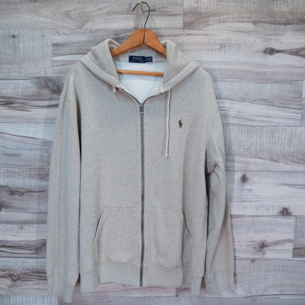 Polo Ralph Lauren Mens Cream Full-Zip Hoodie Sweatshirt